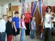 Amanda Boaz, Principal and  Beckie Smith, Guidance Counselor with students anticipating casting their votes for the Mock Presidential Election