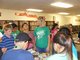 Students browse the book displays