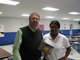 Pictured with Mr. Dunagan is Zakeyha Wilson who asked the �secret question� which was, what is the title of his fifth book?